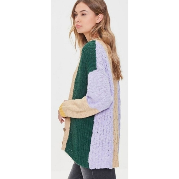 NWT Forever 21 Colorblock Cardigan Sweater - Picture 3 of 8
